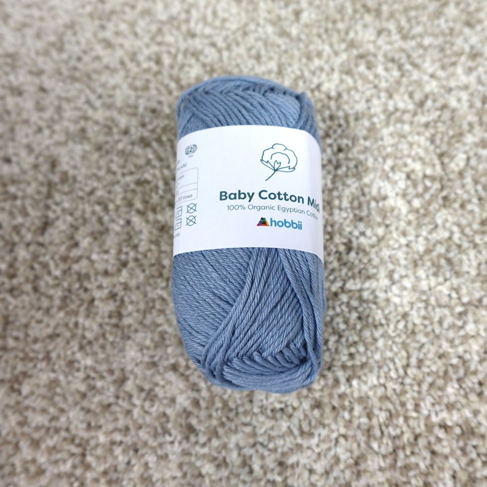 Hobbii Baby Cotton Midi Blue Color 07 100% Organic Egyptian Cotton Yarn 50g